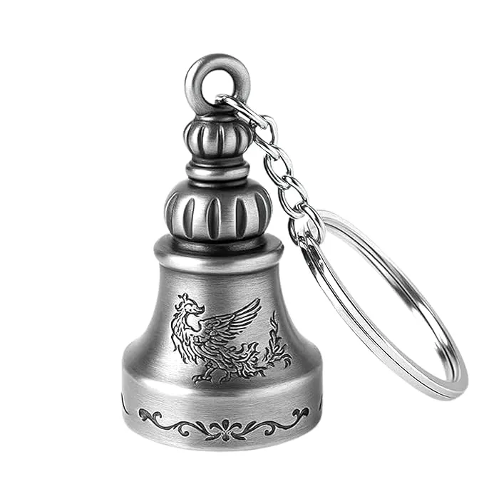 Iqnex guardian bell for bike Tibetan Key Chain Good Luck Key Chain For Bike key ring Positivity | Antique Finish | 10 CM Dragon & Bird Engravings for bike
